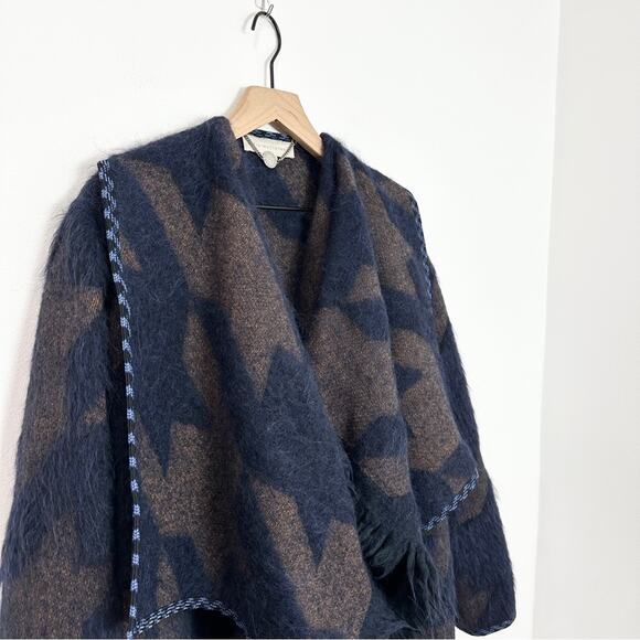 Stella McCartney Alpaca Wool Blend Blanket Draped Coat Houndstooth RARE 44 10 - Picture 3 of 8